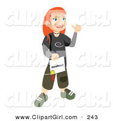 Clip Art of a Happy and Proud White Skater School Girl with Red Hair, Smiling and Holding Her Certificate of Excellence for Honor Roll by Vitmary Rodriguez